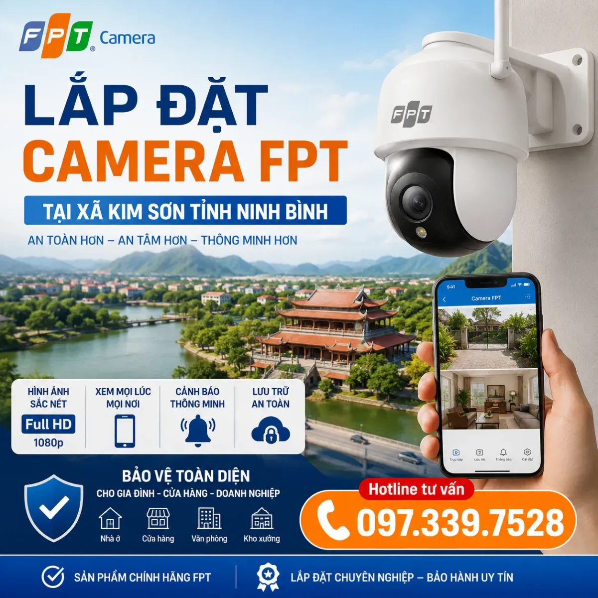 Lắp đặt camera FPT tại xã Kim Sơn tỉnh Ninh Bình