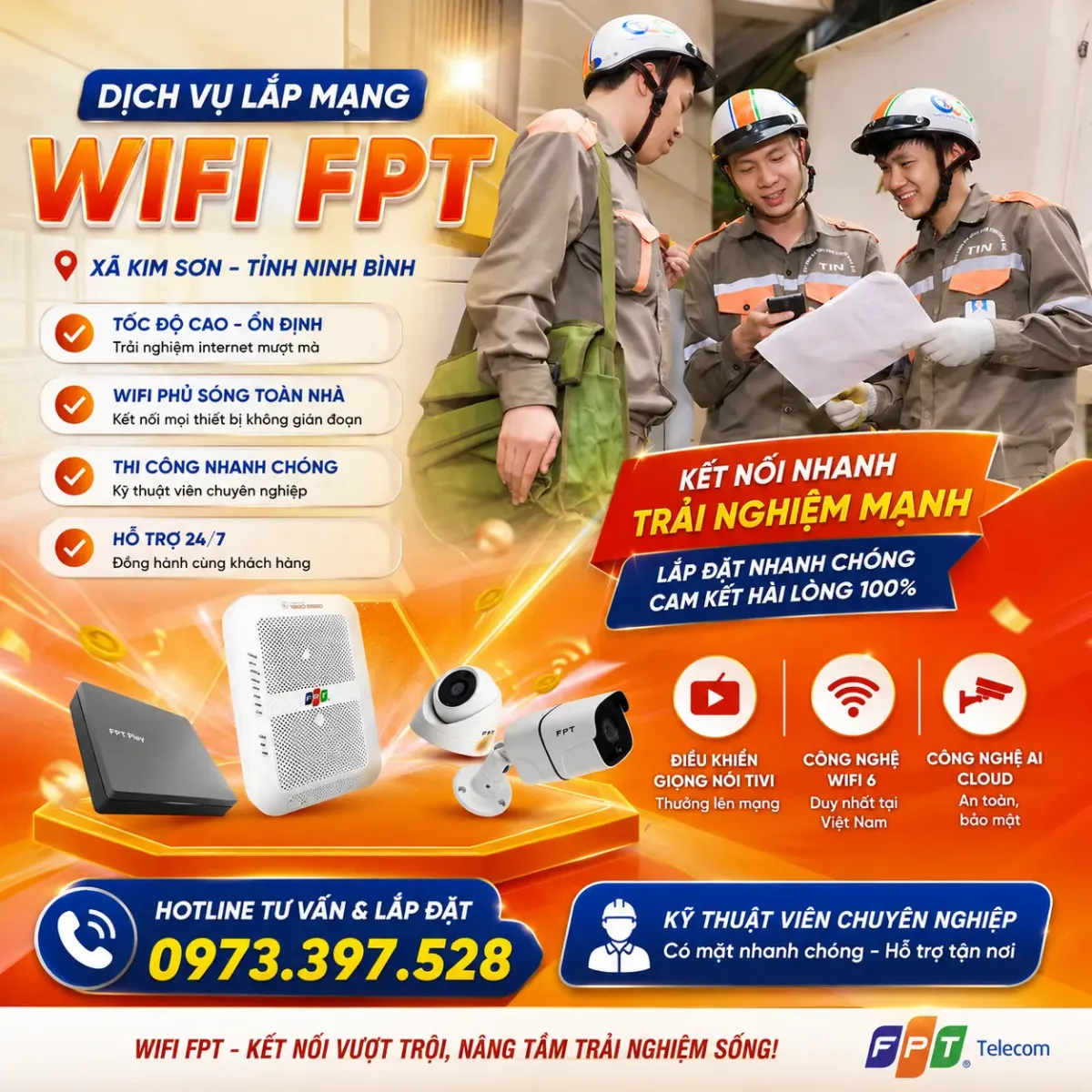 Dịch vụ lắp mạng wifi FPT tại xã Kim Sơn tỉnh Ninh Bình